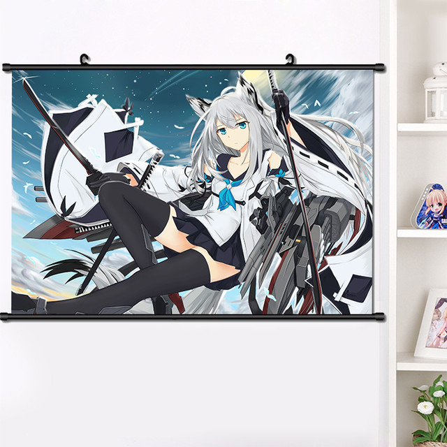 Arte da parede pintura em tela jogos anime azur lane kawakaze cartazes e  cópias decoração do